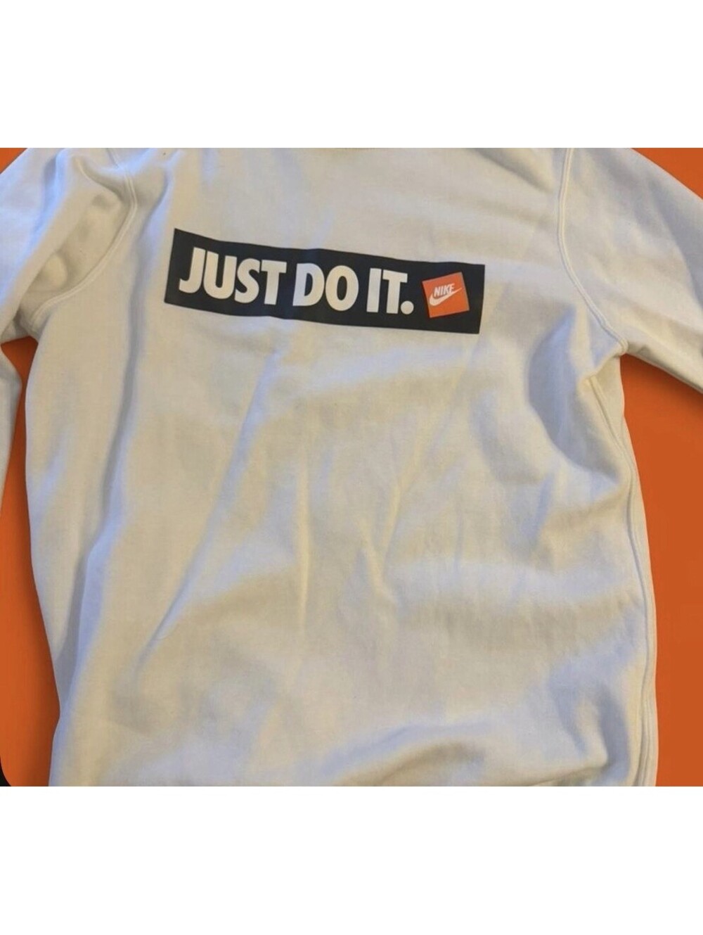 Men's Nike Sportswear Just Do It White Black Fleece Crewneck Sweatshirt Sz Large